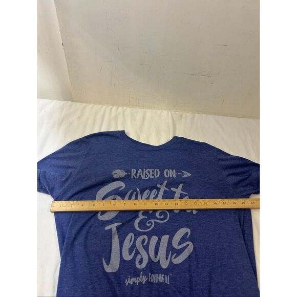 Simply Southern Faithful Sweet tea and Jesus t-shirt Medium Blue - Picture 3 of 6